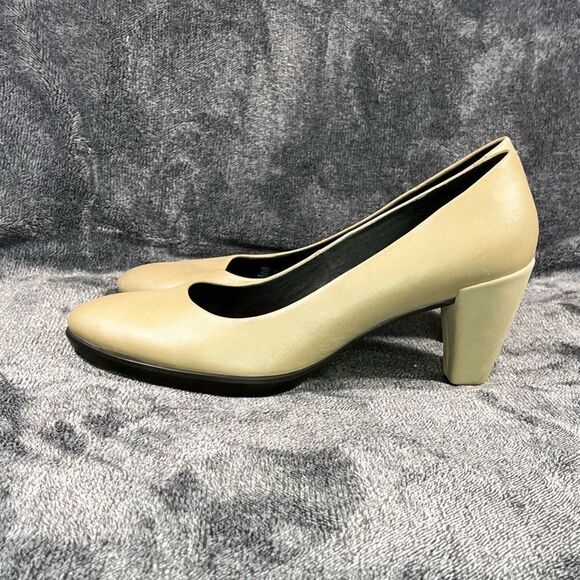 ECCO Womens Danish Design Leather Pump Heels Beige Size 41 Formal Workwear. (Siz - Picture 4 of 8
